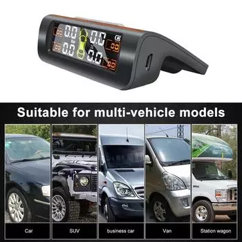 Car TPMS Solar Power TPMS Tire Pressure Alarm Monitor Auto Security System Tyre Pressure Temperature Warning External Sensors external sensors
