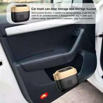 Car Trash Bin Desktop Trash Can with Lid and Trash Bags Portable Small Car Dustbin Automotive Garbage Cans Interior Accessories