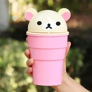 Car Trash Can Cute Storage Cup For Car Cartoon Trash Cup Bear Trash Can Storage And Sorting In The Car Automotive Goods розовый