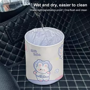 Car Trash Can For Back Seat Portable Leather Car Trash Bins Reusable Car Storage Trash Bag Stain-Resistant Auto Seat Back синий