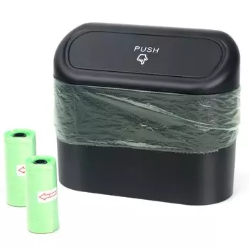 Car trash can with lid and trash bag, car accessories, seat back trash can, 1L capacity