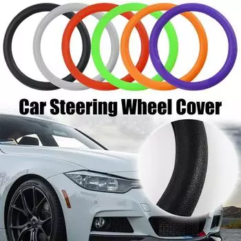 Car Universal Silicone Steering Wheel Cover Elastic Glove Cover Texture Soft Multi Color Auto Decoration DIY Car Accessories