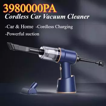 Car Vacuum Cleaner Dust Blower Cordless Handheld High-Power Strong Suction Cleaning Machine Wireless Charging Vacuum Cleaners синий