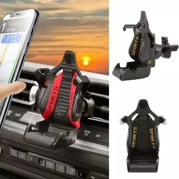 Car Vent Phone Mount Universal Racing Seat Cell Phone Holder Adjustable Attachment 360° Rotation Phone Holders with Metal Clip красный