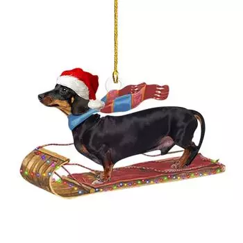 Car Vibrant Dachshund Hanging Ornaments Perfect For Festive Holiday Decor StyleA