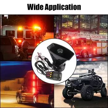 Car Warning Alarm Megaphone Police Siren Air Horn Speaker Car Horn Multi-tone & Claxon Horn 120DB Loud 12V 100W Loadspeaker Set