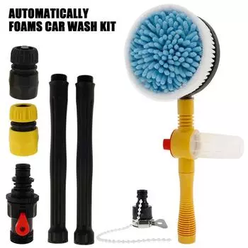 Car Wash Brush Cleaning Mop Foam Brush with Long Handle Automatic 360° Rotating Foaming Car Wash Mop Auto Accessories Tools2025