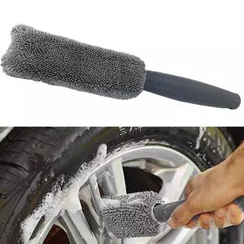 Car Wash Brush Microfiber Tire Scrubber Trunk Wheel & Rim Cleaner Brush Dust Remover Detailing Brush Car Cleaning Tools серый