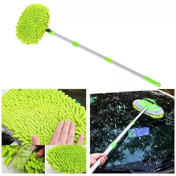 Щетка для мытья автомобиля, швабра для чистки, автомобильные аксессуары, регулируемая алюминиевый сплав, длинная ручка из микрофибры