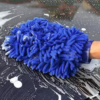 Car Wash Gloves Chenille Waterproof Plush Cloth Thickened Double-sided Automotive Cleaning Tool Auto Acessories Car Detailing синий
