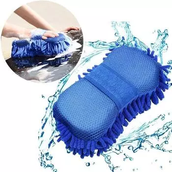 Car Wash Mitt Premium Chenille Microfiber Two Sided Lint Scratch-Free Ultra Absorbent Cleaning Glove Sponge Washing Tools синий