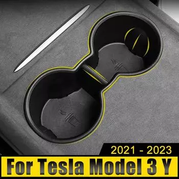 Car Water Cup Holder For Tesla Model 3 Y 2024 2024 2024 TPE Center Console Coasters Storage Box Container Organizer Accessories чёрный