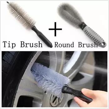 Car Wheel Rim Tire Tyre Cleaning Wash Brush Cleaner Professional Tools Kit 2in1