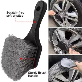 Car Wheel Tire Rim Scrub Brush Auto Detailing Brush Washing Cleaning Tool Auto Scrub Brush Car Motorcycle Wash Tool жёлтый