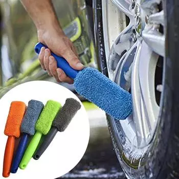 Car Wheel Wash Cleaning Car Wash Portable Microfiber Wheel Tire Rim Brush for Car with Plastic Handle Auto Washing Cleaner Tools