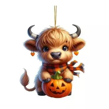 Car Whimsical Halloween Mirror Ornament Vibrant Acrylic Pumpkin Decoration Hanging