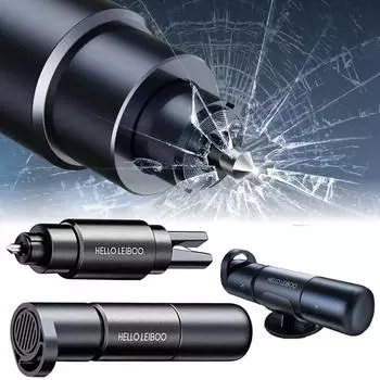 Автомобильный аварийный молоток для разбития окон, высокопрочный вольфрамовый стальной аварийный молоток для разбития окон, автомобильный резак для ремней безопасности серый