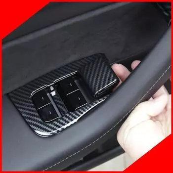 Car Window Lifter Switch Buttons Decorative Cover Trim Sticker For Tesla Model 3Carbon Fiber ABS Decoration 2017- sticker