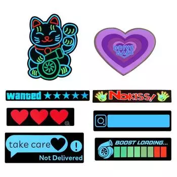 Car Windshield Decal Safety Signs Auto Safety Decoration Accessories Rear Window Trim LED Light Window Stricker Battery Powered