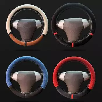 Car Winter Steering Wheel Cover Universal Soft Warm Steering Wheel Cover Auto Interior Accessories чёрный