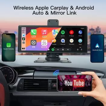 [carabc] 9,3-дюймовый экран Carplay для автомобильной стереосистемы с сенсорным экраном Full HD с Carplay и Android Auto 9.3 чёрный