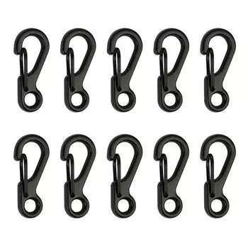Carabiner Small Mini Type Set of 10 Mini Carabiner Carabiner Snap Keychain Accessory Key Attachment Camping Hiking TEMLUM (Black)