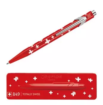 CARAN Ballpoint Pen 849 Pop Line Swiss Flag Metal Can Regular Imported Product D ACHE Oil-based NF0849-053