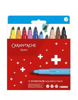 CARAN Водорастворимый Maxi Felt Pen Swiss Color Paper Box 10 цветов Художественные принадлежности Аксессуары для рисования Художественные принадлежности для рисования D ACHE 0195-410