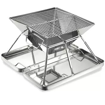 CARBABY барбекю печь костер подставка с ящиком для хранения из нержавеющей стали для людей на открытом воздухе кемпинг 2-4 серебряный