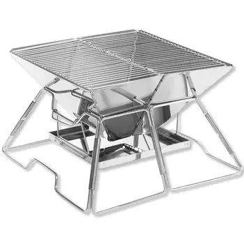 CARBABY BBQ Bonfire Outdoor Складной барбекю 2 дюйма Включает золоприемник Сумка для хранения В комплекте Печь, Подставка, Печь, Печь, 1, 2-4 человека, Кейс, серебряный