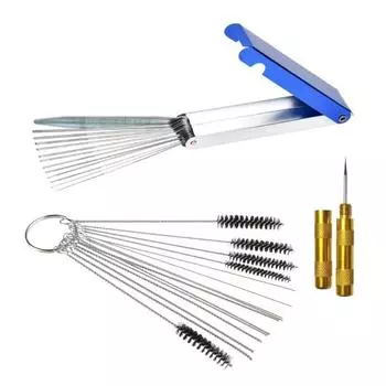 Carbon Dirt Carb Jet Cleaning Needle Brushes Tool Set Carburetor Wire Cleaner