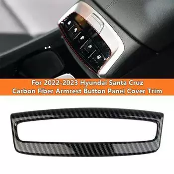 Carbon Fiber Armrest Button Panel Cover Trim For Hyundai Santa Cruz 2022-2023
