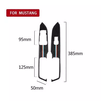 Carbon Fiber Car Window Control Switch panel Decor Frame Cover fit for Ford Mustang 2015 2016 2017 Car accessories Sticker чёрный