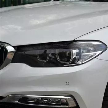 Карбоновые фары, брови, веки, подходят для BMW G30 5 серии, автомобильные аксессуары, передняя фара, брови, наклейка для стайлинга автомобиля чёрный