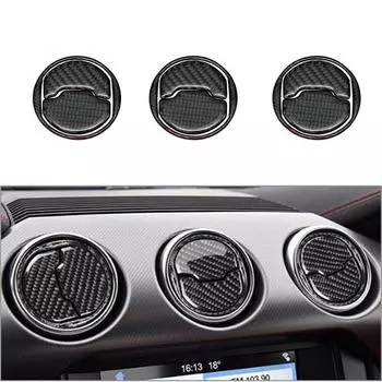 Carbon Fiber Interior Air Vent Outlet Cover Trim Decal For Ford Mustang 2015-20