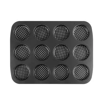 Carbon Steel Hamburger Bun Pan Non-Stick Baking Pan Hamburger Bread Mold Fast Food Restaurants 12 Holes