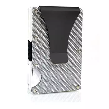 Card Case Metal Carbon Silver