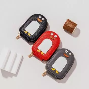 Держатель для карт в форме мультяшного пингвина с застежкой-молнией и 11 отделениями для карт, кошелек из искусственной кожи чёрный