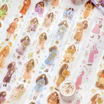 Card Lover 1 рулон [серия «Девочка-букет»] Lovely Journal Masking Tape PET Washi Tape Материал для скрапбукинга Набор для скрапбукинга A