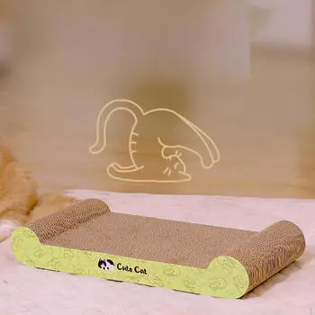 Cardboard Cat Scratcher Pet Bed Corrugated Paper Kittens Furniture Protection Rest Play зелёный