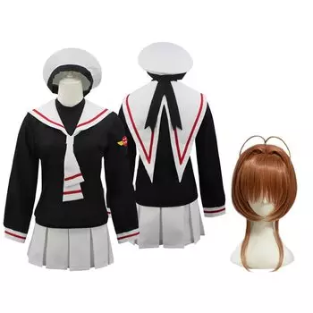 Cardcaptor Sakura Tomoeda Elementary School Cosplay Uniform Costume with Wig Halloween Sakura Kinomoto [milky time] (M)