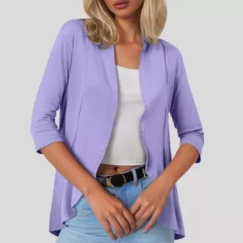 Cardigan For Women 3/4 Sleeve Casual Tops S фиолетовый
