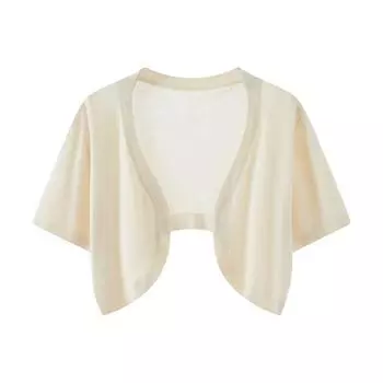 Cardigan Ice Silk Sun Protection Waistcoat Dress Outer Wear Short Sleeve Apricot S