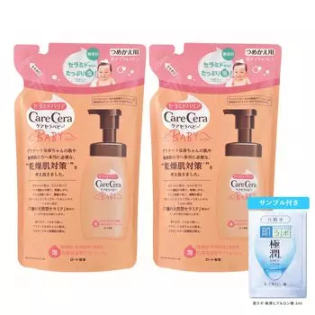 CareCera Baby Foam, высокоувлажняющая пена для мытья тела, сменный блок, 350 мл, набор из 2 саше Gokujun + [Товар]