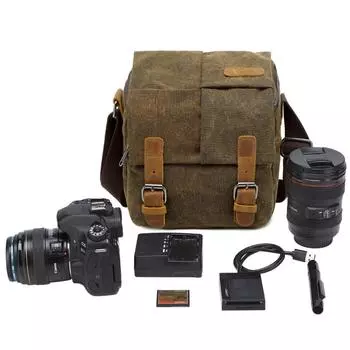 CAREELL C264 винтажная холщовая сумка для фотосъемки через плечо, чехол для переноски зеркальных фотокамер, небольшие дорожные сумки для Nikon Sony синий
