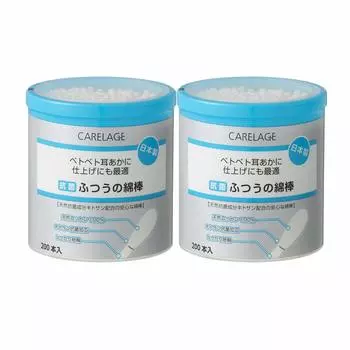 CARELAGE Антибактериальные обычные ватные палочки 200 набор из 2 шт.,
