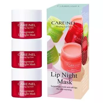 CARENEL Pomegranate Lip Night Mask 5g x 3, Цветная помада, Крем для губ, Уход за губами, Ночная маска для губ, Корейская косметика