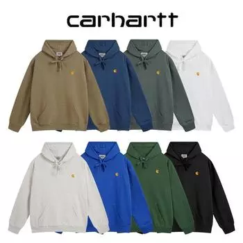 carhartt 2025 Новая весна и осень Тонкая толстовка с капюшоном и вышитым логотипом больших размеров, подходит для пар M чёрный