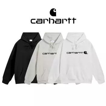 Carhartt 2025 Весна и Осень Большие Размеры Стереоскопические Силиконовые Буквы Толстовка С Капюшоном Для Пар M чёрный