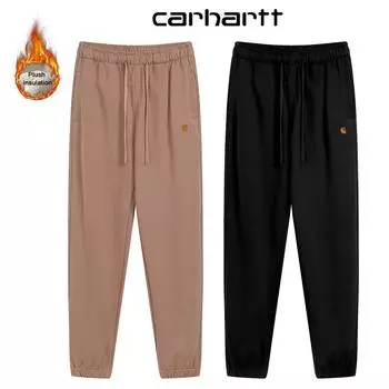 Carhartt Autumn and Winter Thickened and Velvet High Quality Cotton Logo Embroidery Men s Pants Casual Pants M чёрный